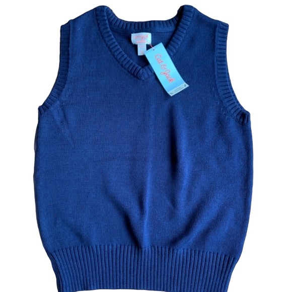 NWT Boys Cat & Jack Navy Blue Sweater Vest Size 8/10 - Picture 2 of 3